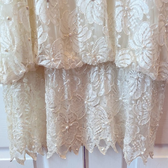 WEDDING DRESS 2 PIECES DROP SHOULDER DROP WAIST BEADED BY CREATIVE CREATIONS XXL - Picture 3 of 15